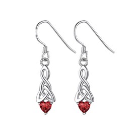 Birthstone Heart Drop Earrings for Women Dainty Celtic Dangle Ear Charms Comfort Fit Safe for Sensitive Ears