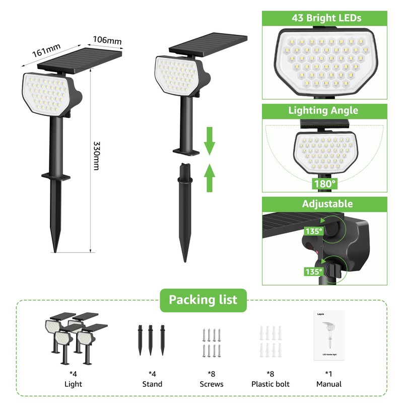 Lepro Solar Landscape Lighting for Outside Ip65, Outdoor Solar Landscape