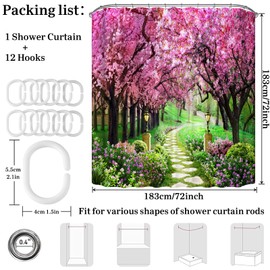Simpomsy Scenery Shower Curtain, Outdoor Decorative Curtain, Nature Landscape 3D Scenery Bathroom Curtains, Waterproof Fabric Bathroom Decor Set with Hooks 150x180cm