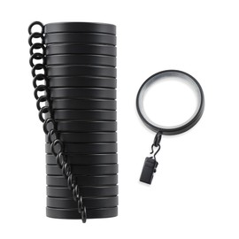 Cambria® Designer Series - Premium Easy Glide 18 Count Curtain Rings - Metal with Smooth, Quiet Nylon Inserts with Clips - 2 inch Diameter (1-5/8 inch Inside Diameter) - Weathered Black