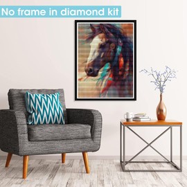 Pavemlo 5D Diamond Art Kits for Adults Brown Horse, Full Drill Diamond Art Animals Pictures Paint with Diamonds, DIY Cross Stitch Jewel Art Rhinestone Craft for Home Wall Decor 12X16 inch