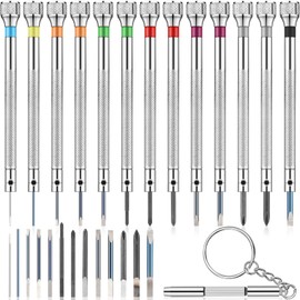 13 Piezas Set de Destornilladores de Joyero Set de Destornilladores de Relojero de Precisión Micro 0.6-2.0 mm con 13 Cuchillas de Repuesto...         
