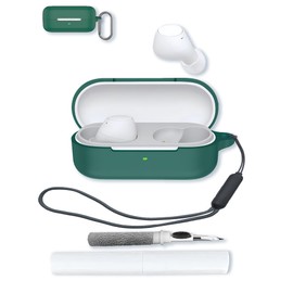 Case for Sony WF C510 Truly Wireless in-Ear Bluetooth Earbud,Soft Protective,Shockproof, BOVUGAC Silicone Case Cover with Keychain & Cleaning Kit & Lanyard-Green