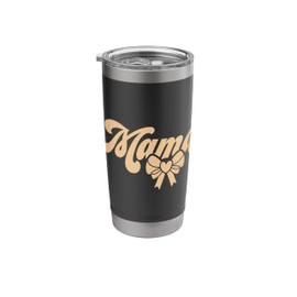 Beige Sand Tan Heart Mama Bow Minimalist Gray & Beige Mama Stainless Steel Insulated Tumbler