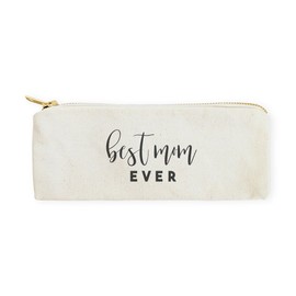(Best Mom Ever) - The Cotton & Canvas Co. Best Mom Ever Pencil Case, Cosmetic Case and Travel Pouch for Office and Back to School