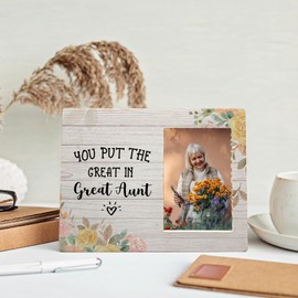 MAQIKA Great Aunt Picture Frame, Great Aunt Frame, Mothers Day Gifts for Great Aunt Auntie, Great Aunt Gifts from Niece Nephew, You Put the Great in Great Aunt Wood Photo Frame for 4x6 Photos