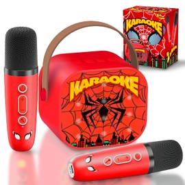 Spider Toys for Boys Age 3-4 4-6 6-8 8-12 Mini Karaoke Machine Toys Gifts for Boys Kids Toys Birthday Gifts for 4 5 6 7 8 9 10 Years Old Girl Boy Party Favors with 2 Wireless Microphones