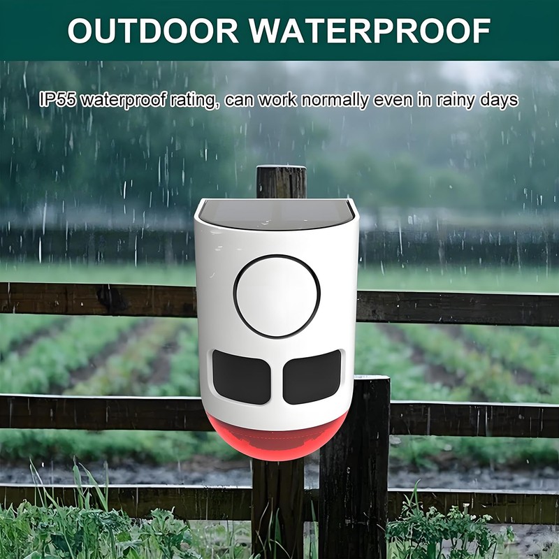 Solar Strobe Light Motion Detector Alarm: Dog Barking and Gunshot