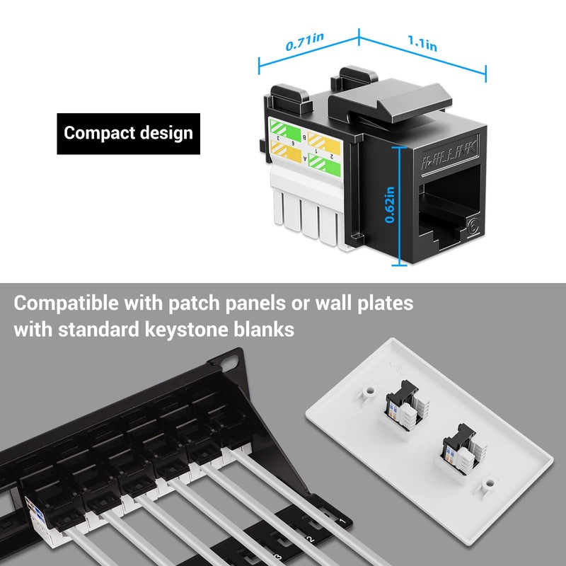 iwillink Cat6 Keystone Jack RJ45 Keystone Jack 25-Pack and Keystone