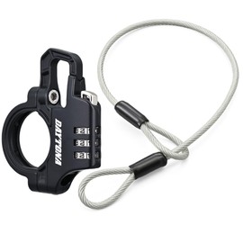 Daytona 42177 Motorcycle Helmet Lock, General Purpose (For Handle Diameter 0.9/1 inch (22.2/25.4 mm) Handles, Includes Cable, Helmet Holder, Slender, Dial Type