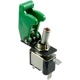 12V 20A Toggle Switch Car Car Toggle Switch Illuminated LED On/Off Flip Up Green Light Green Cover