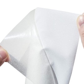 GIRAFVINYL HTV Glitter White Heat Transfer Vinyl Roll 12" x 8FT for T Shirts,Garments Bags and Other Fabrics, Sparkle White