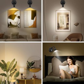 KANESIKI Cordless Spotlight Battery Operated, LED Picture Light, Dimmable Accent Light with Remote, Indoor Stick on Display Lamp for Plant Tree Photo Dartboard Painting Artwork Portrait