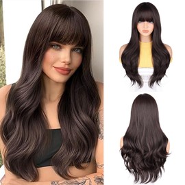 Lange Welle Braun Perücke Fasching Synthetische Perücke für Frauen Perfekt für den täglichen und besonderen Anlass verwenden, Elegant Realistische Perücke Geeignet für Party (brown)