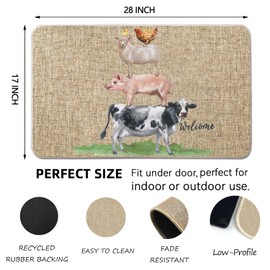 NYDECOR Welcome Mats for Front Door Rustic Farmhouse Door Mat Chicken Sheep Pig Cow Doormat Home Farm Floor Mat Non Slip Rubber Entrance Rug for Indoor Outdoor 17x28 inch
