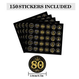Years Old Happy Birthday Round Candy Sticker - 80th Birthday Party Decor-Black Gold - Round Candy Sticker Party Favors - Labels Fit Chocolate Candy.5 Sheet of 150 (80)