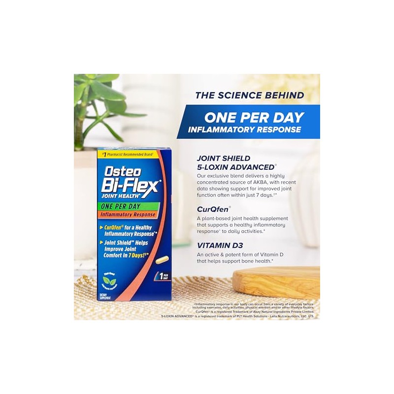Osteo Bi-Flex One Per Day Inflammatory Response CurQfen Plant-Based Supplement,