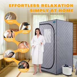 OSMOS SPA Portable Steam Sauna Tent Full Size, Oversized Personal Sauna Kit for Home Spa, Lightweight Sauna Box with Steamer, Time & Temperature Remote Control, Foldable Chair, 32'' x 32'' x 63''