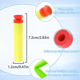 WALWAL 100 PCS Suction Darts Foam Bullet Refill Pack - Compatible with N-Strike, Modulus, AccuStrike Elite Series - Safe Foam Ammunition for Kids, Teens, and Adults(Color Mixing)