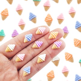 100 Pieces Colorful Tiny Ice Cream for Dollhouse Miniatures Resin Food for Crafts Mini Ice Cream for Dollhouse Mini Kitchen Micro Landscaping Decoration