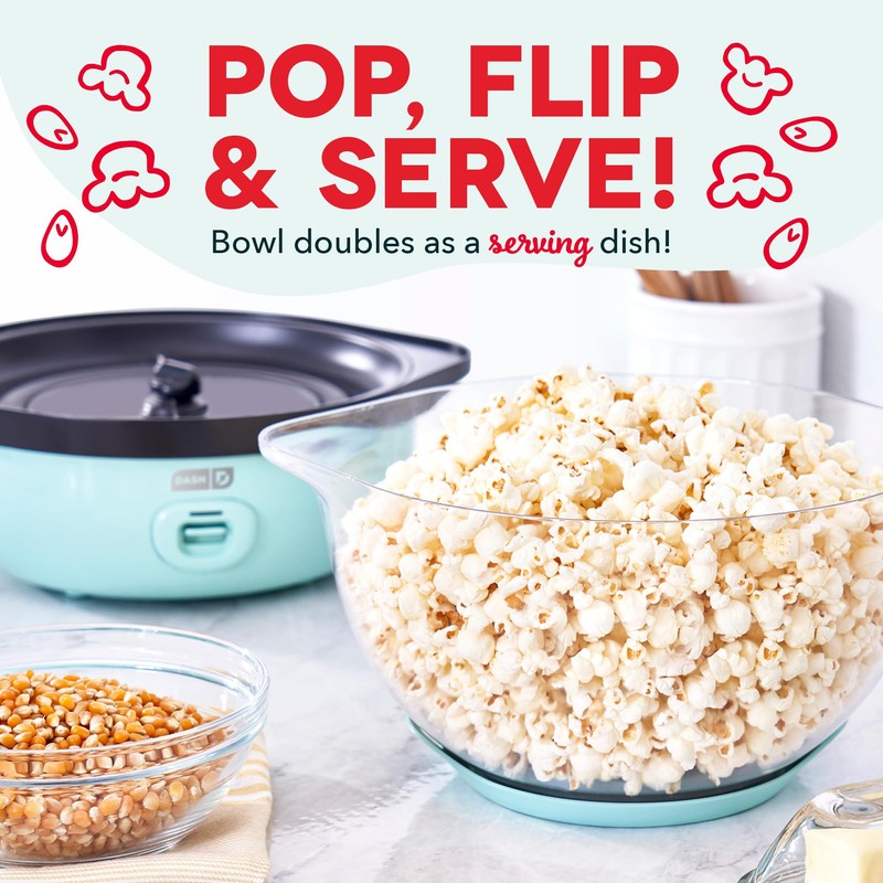 DASH SmartStore™ Deluxe Stirring Popcorn Maker, Hot Oil Electric Popcorn