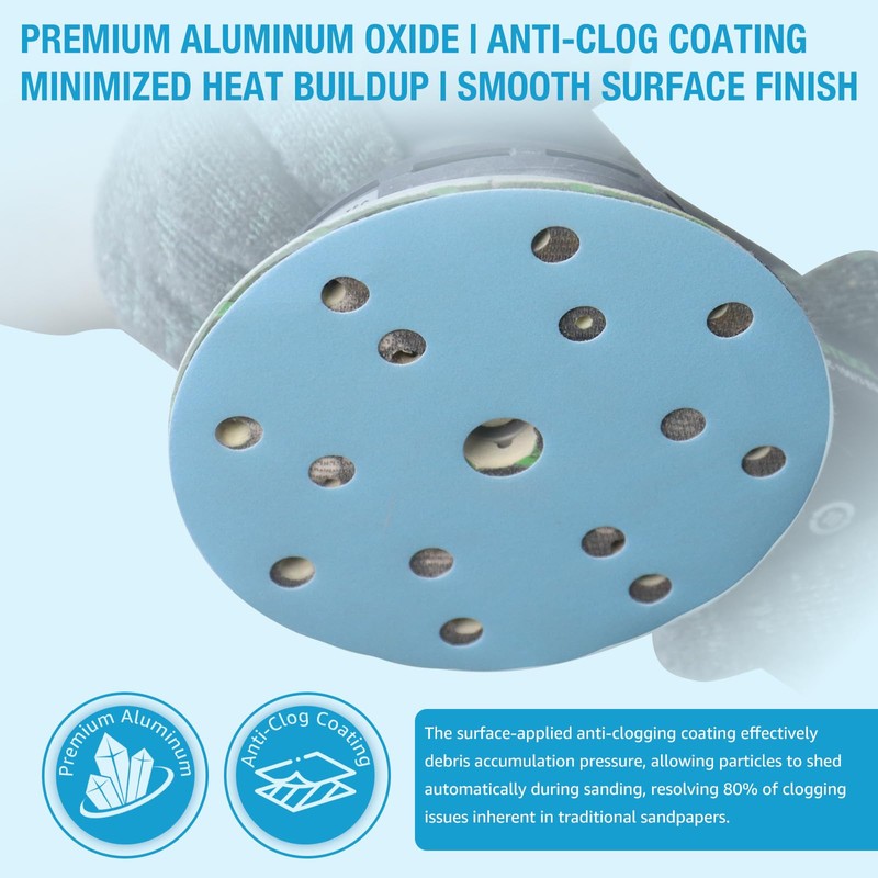 6 Inch 15 Hole Sanding Discs 40 Grit Hook and