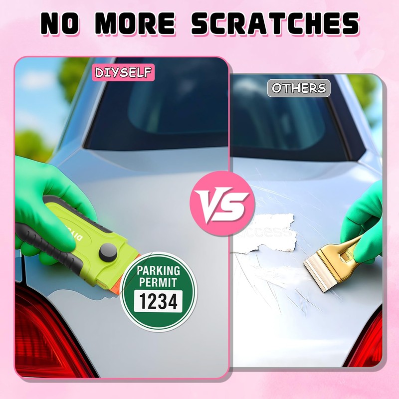 DIYSELF 2 Pcs Plastic Razor Blade Scraper with 10 Pcs