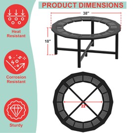 WEBROIL Fire Pit Surround Tabletop for Solo Stove Accessories,Square Outdoor Fire Pit Table for Solo Stove Bonfire Ranger and Other Wood Burning, Black Powder-Coated Steel Stove Table Surround,38 Inch
