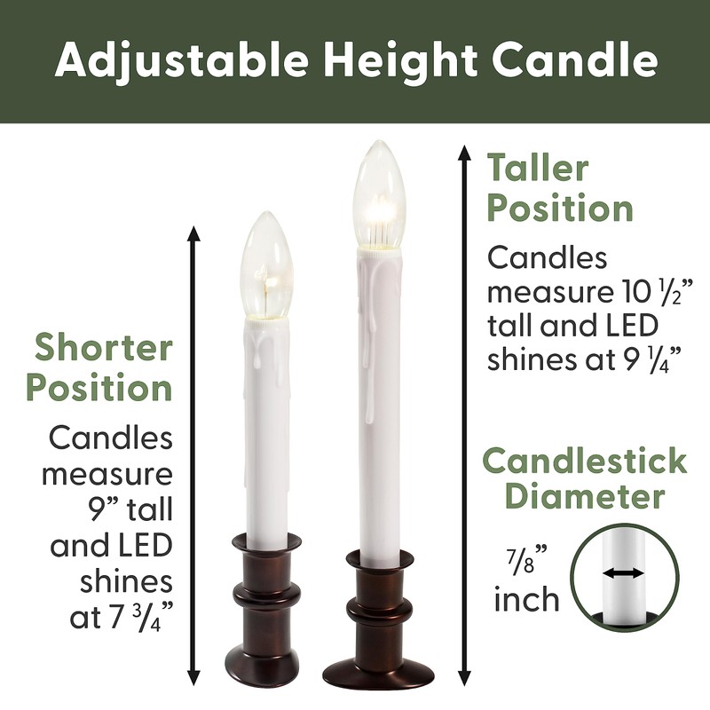612 Vermont Ultra-Bright LED Window Candles with Timer, Battery Operated,