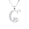 Sterling Silver Diamond Pendant Alphabet C April