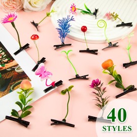 50Pcs of Fun Bean Sprout Hair Clips, Mixed Style Plant Hairpins are Uniquely Designed to Grip Loose Hair and Make You Look Lively and Playful