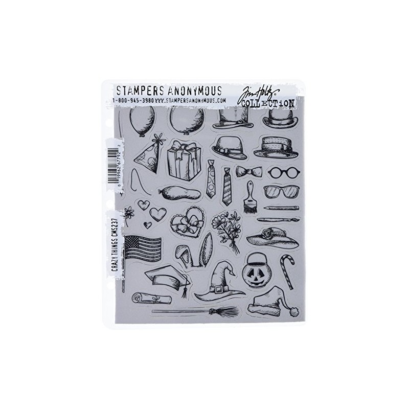 Art Gone Wild Crazy Things Cling Stamp Set, Grey