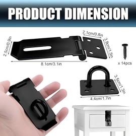 Stainless Steel Padlock Latch, 2 Pcs Door Hasp Lock for Gates, Cabinet, Drawer, Outdoor Doors, Mounting Screws Included