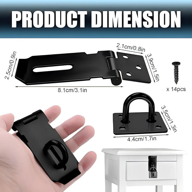Stainless Steel Padlock Latch, 2 Pcs Door Hasp Lock for