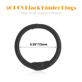 LOUZAGO 100 Pack 3/4 Inch Binder Rings, Black Book Rings Index Card Ring, Metal Ring Binder Clips Key Rings Paper Rings for Office, School, Home (Black, 20mm)