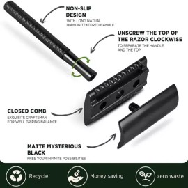 무게가 있는 손잡이와 10개의 더블 에지 안전 블레이드 리필이 면도기 남성용 단일 Weighted Handle and 10 Double Edge Safety Razor Blade Refills for Men's Single