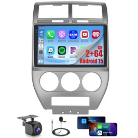 Realdio 2+64GB Android 15 Car Stereo for Jeep Compass Patriot 2007 2008 2009 Wireless CarPlay Android Auto, 10.1 Inch Touch Screen Radio with WiFi GPS Bluetooth EQ 26UI FM/RDS Backup Camera