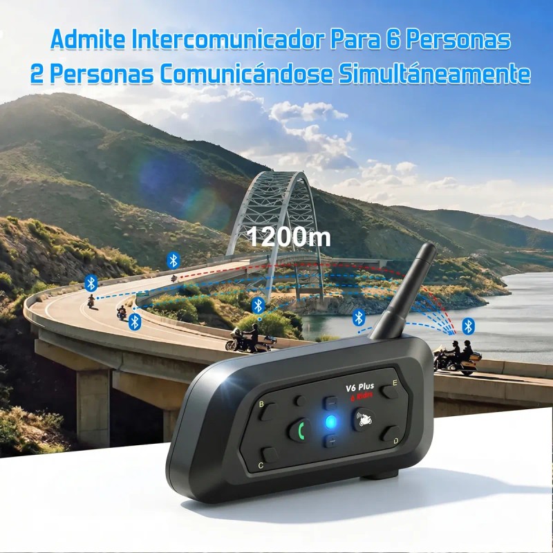 Intercomunicadores Para Cascos De Moto V6 Plus, 2 Unidades