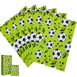 6 Sheets Football Wrapping Paper, Wrapping Paper Roll for Football Gifts, Boys Girls Birthday Presents, Football Party, Football Fans Gift, Green Conspicuous Wrap Paper (75x51cm)