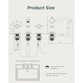 FORIOUS Matte Black and Gold Brass Antique Vintage Bathroom Faucet with Metal Pop Up Drain and 24" Water Hose for 3 Hole 8 Inch Widespread Bathroom Sink Farmhouse Vanity