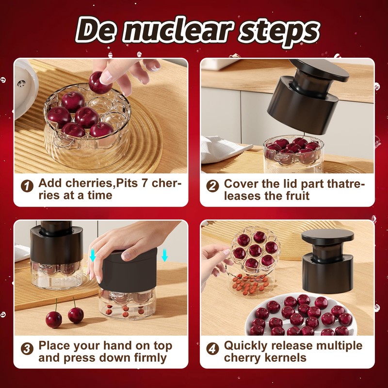 Cherry Pitter Multiple, Quick Release Multi Cherries Stoner Pitter 7-in-1,