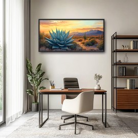 Extra Large Wall Art for Living Room Framed, Western Landscape Nature Scenery Oversized Wall Decor Pictures, Succulent Cactus Canvas Print Painting, Framed Artwork Bedroom Office Home Decor 30"x60"