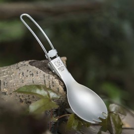 KEITH Titanium Folding Spoon Spork Outdoor Camping Tableware Titanium Cutlery