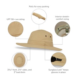 Sunday Afternoons Passport Hat - Safari Sun Hat for Men & Women - UPF UV Protection - Packable Sunhat - Summer Beach, Hiking, Gardening, Fishing Boonie, Wide-Brimmed Fedora Bucket - Cream, Medium