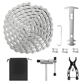 Bike Chain 6/7/8 Speed Chain 116 Links 1/2x3/32" Mountain/Road Cycling Maintenance Tools Bicycle Chain with Chain Breaker Link Plier,Cutter&Inspection Gauge Multifunctional Bicycle Repair Accessories