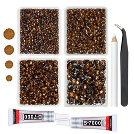 qiipii Chocolate Crystal Resin Rhinestones w B7000 Glue for Bedazzling Crafting 3mm 4mm 5mm 6mm Dark Brown Flatback Stones Diamonds Crystals Gems for Nails Face Eyes Makeup Tumblers Bottles DIY Crafts