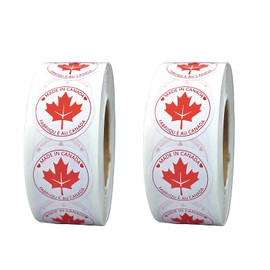 2000Pcs Made in Canada Stickers for Made in Canada Products, 2 Pack 1 Inch Canadian Flag Sticker Fabrique Au Labels Maple Leaf Peel-And-Stick Stickers On Roll for Party Favors Luggage