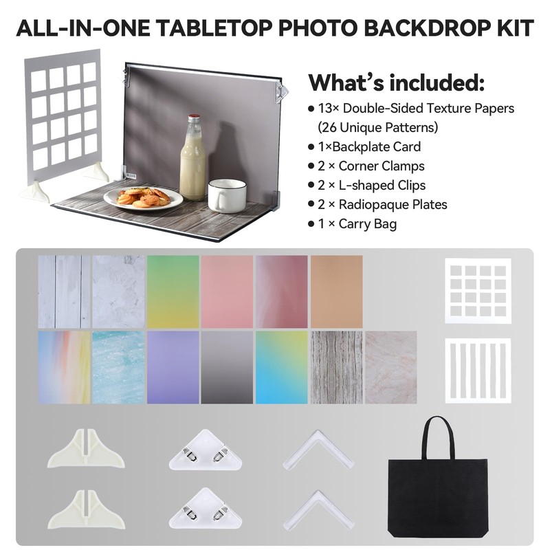 UTEBIT 26 Color Photo Backdrop Board 11.7x16.5 Inch Small Shooting
