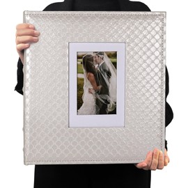 RECUTMS White Photo Album 4x6 Holds 500 Photos Black Inner Page Button Grain Leather Larger Capacity Horizontal and Vertical Photos Wedding Pictures Album Birthday Christmas Baby Family Books (White)