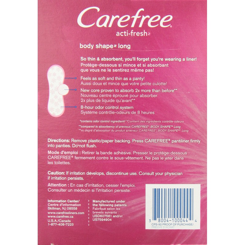 Carefree Body Shape Long Unscented, 92 Count